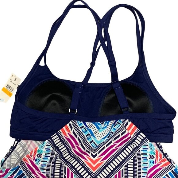 NWT $86 Jag Swim Cross Back Tankini Top Small Swimsuit Athletic Built in Bra - Picture 5 of 11